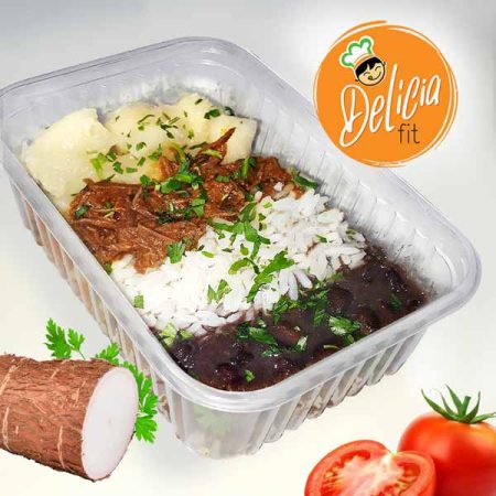 marmita arroz feijão carne aipim campeira